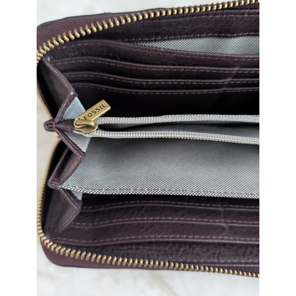 Fossil Wallet Logan RFID Zip Around Leather Chevron Multicolor Boho Western - Picture 13 of 16